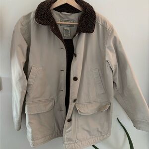 L.L. Bean Tan Jacket with Dark Brown Collar